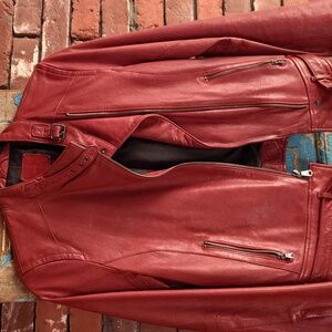 Women's Red Leather Jacket